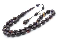 Hakan Turan İmzalı Beyzi Kesim Koyu Renkli Sıkma Kehribar Tesbih