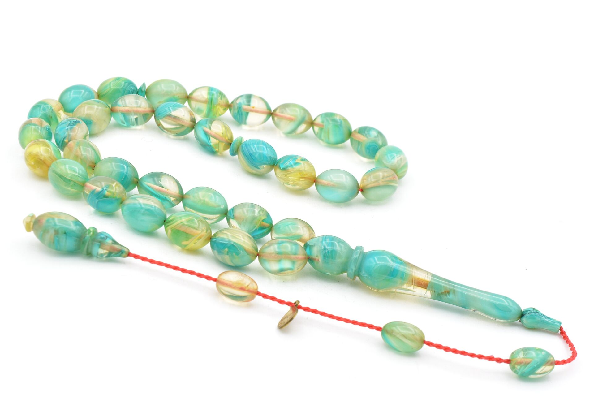 Hakan Turan İmzalı Beyzi Kesim Hareli Mavi Sıkma Kehribar Tesbih