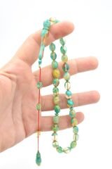 Hakan Turan İmzalı Beyzi Kesim Hareli Mavi Sıkma Kehribar Tesbih