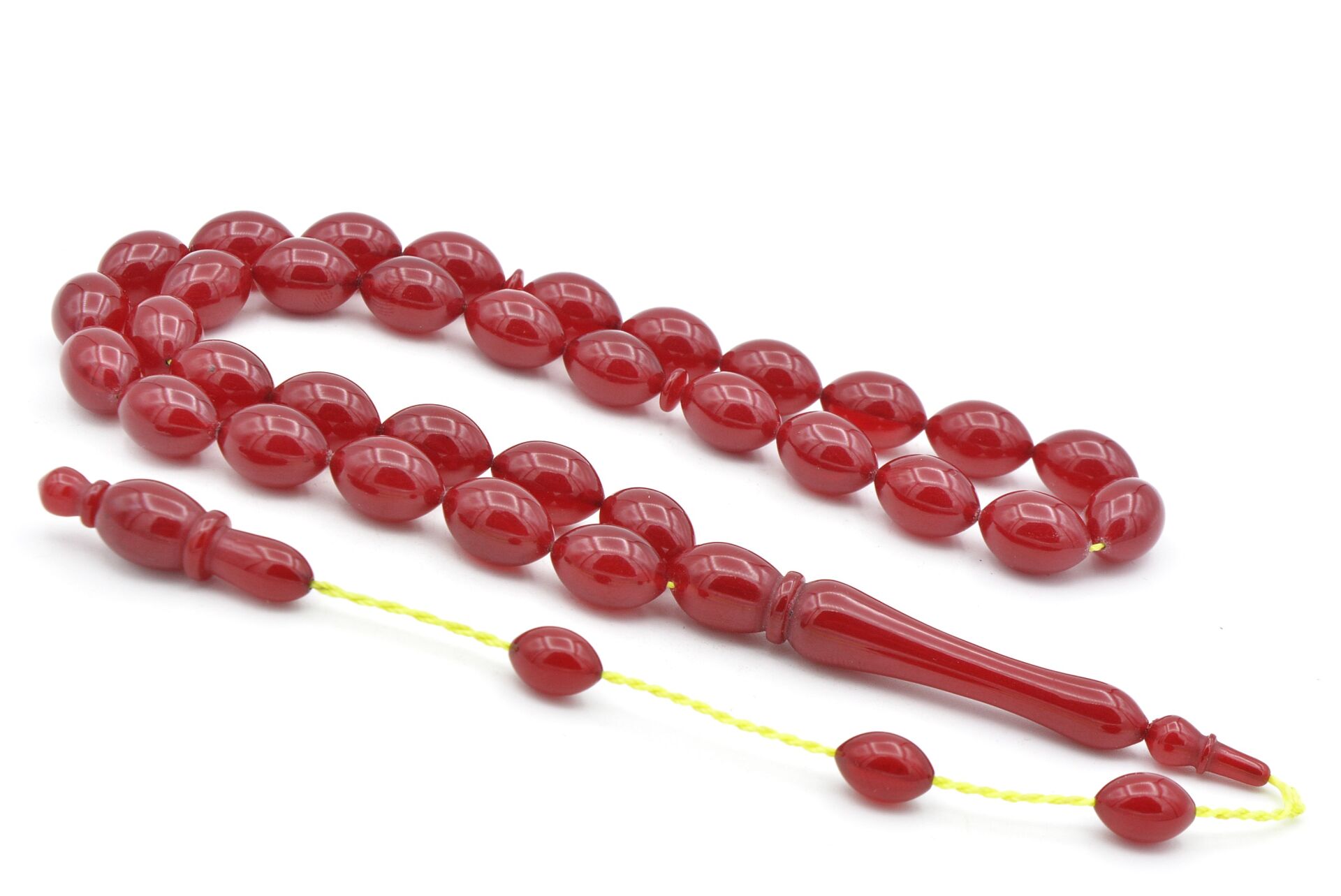 Hakan Turan Yapımı Beyzi Kesim Vişne Rengi Sıkma Kehribar Tesbih