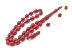 Hakan Turan Yapımı Beyzi Kesim Vişne Rengi Sıkma Kehribar Tesbih