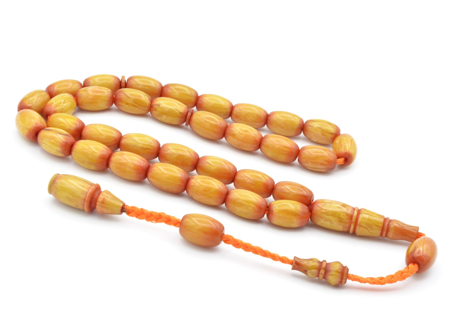 Cüneyd Hasan Yapımı Çift Çekim Kapsül Kesim Eskitme Sarı Katalin Tesbih