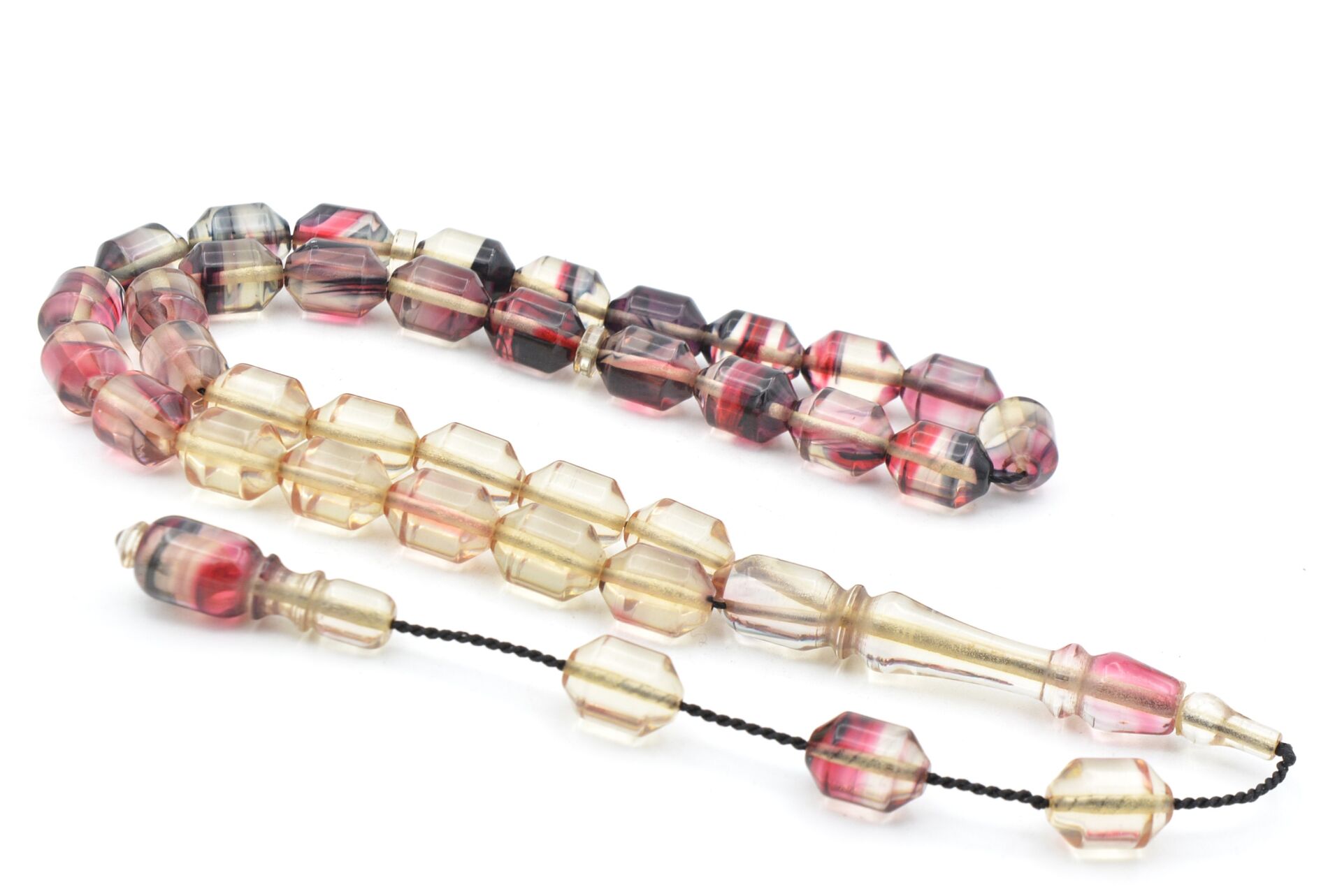 Hakan Turan Yapımı Uçlu Kapsül Kesim Şeffaf Pembe Sıkma Kehribar Tesbih