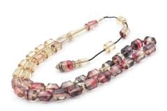 Hakan Turan Yapımı Uçlu Kapsül Kesim Şeffaf Pembe Sıkma Kehribar Tesbih