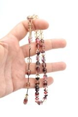 Hakan Turan Yapımı Uçlu Kapsül Kesim Şeffaf Pembe Sıkma Kehribar Tesbih