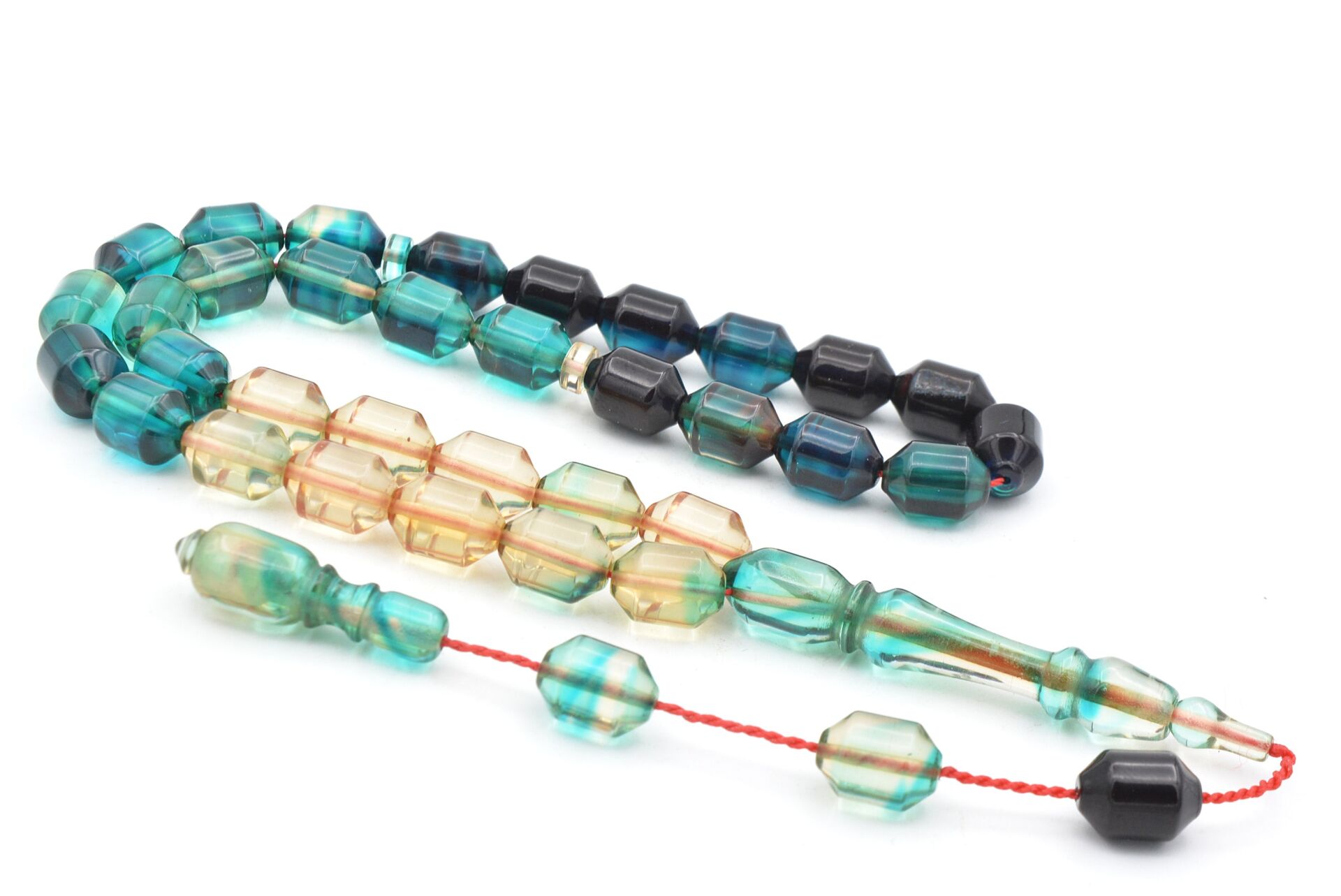 Hakan Turan Yapımı Uçlu Kapsül Kesim Şeffaf Lacivert Sıkma Kehribar Tesbih