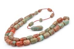 Halil Demirkol İmzalı Kapsül Kesim Kırmızı Mavi Sıkma Kehribar Tesbih