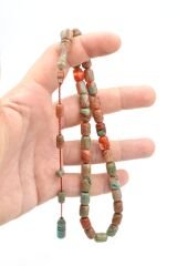 Halil Demirkol İmzalı Kapsül Kesim Kırmızı Mavi Sıkma Kehribar Tesbih