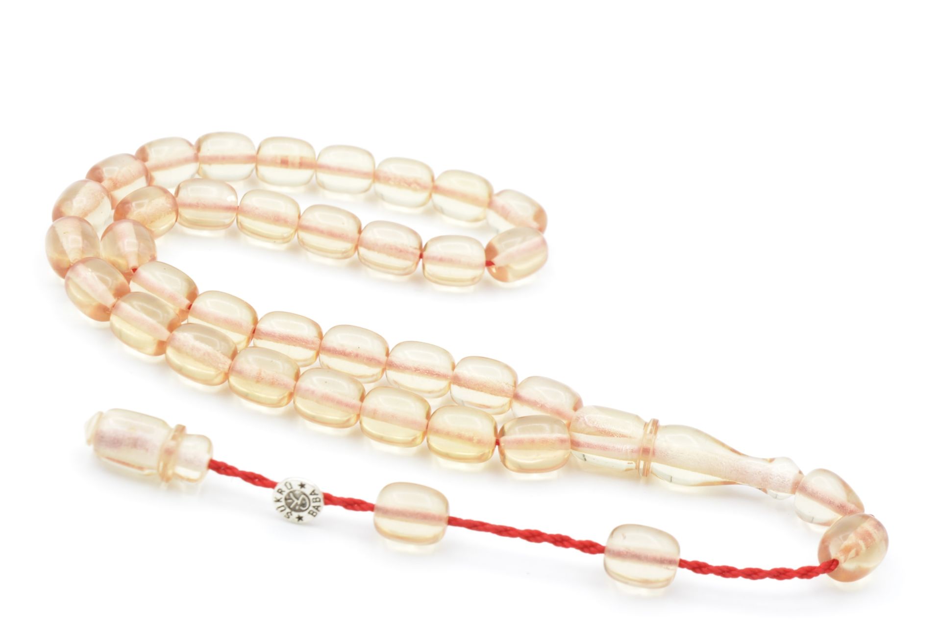 Şükrü Baba Imzalı Bilek Boy Kapsül Kesim Şeffaf Katalin Tesbih