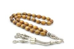 Gümüş Kaplama Püsküllü Arpa Kesim Altın Mercan Tesbih