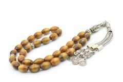 Gümüş Kaplama Püsküllü Arpa Kesim Altın Mercan Tesbih