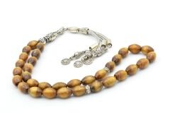 Gümüş Kaplama Püsküllü Arpa Kesim Altın Mercan Tesbih