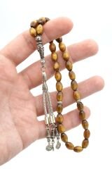 Gümüş Kaplama Püsküllü Arpa Kesim Altın Mercan Tesbih