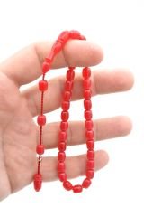 Şükrü Baba Imzalı Bilek Boy Kapsül Kesim Hareli Kırmızı Katalin Tesbih