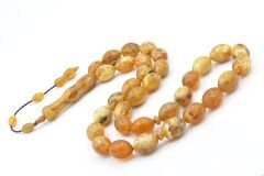 Sistemli Dev Boy Beyzi Kesim Hareli Turuncu Toz Kehribar Tesbih