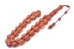 Sistemli Dev Boy Beyzi Kesim Hareli Kırmızı Toz Kehribar Tesbih