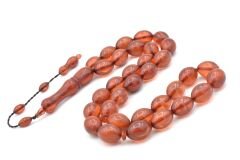 Sistemli Dev Boy Beyzi Kesim Hareli Kırmızı Toz Kehribar Tesbih