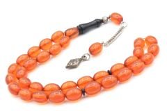 Tilki Kuyruğu Kamçılı Tombul Beyzi Kesim Turuncu Sıkma Kehribar Tesbih