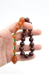 Ahmet Emin Yapımı Osmanlı Model Küre Vişne Sıkma Kehribar Efe Maskot Tesbih