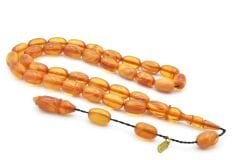 Hakkı Usta İmzalı Kapsül Kesim Hareli Bej Sıkma Kehribar Tesbih