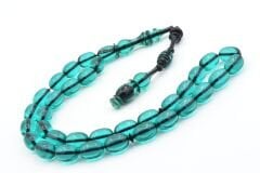 Usta İşi Şenalp Model Kapsül Kesim Mavi Sıkma Kehribar Tesbih