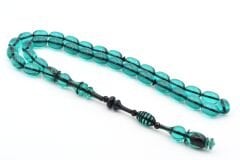 Usta İşi Şenalp Model Kapsül Kesim Mavi Sıkma Kehribar Tesbih