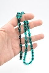 Usta İşi Şenalp Model Kapsül Kesim Mavi Sıkma Kehribar Tesbih