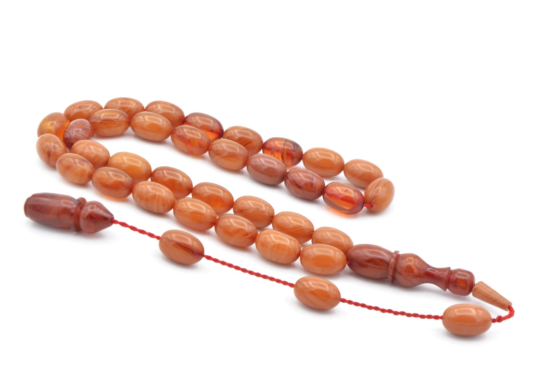 Hakkı Usta İmzalı Kapsül Kesim Hareli Sarı Sıkma Kehribar Tesbih