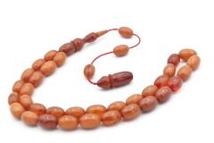 Hakkı Usta İmzalı Kapsül Kesim Hareli Sarı Sıkma Kehribar Tesbih