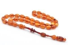 Usta İşi Şenalp Model Kapsül Kesim Turuncu Sıkma Kehribar Tesbih