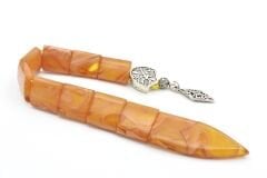 Usta İşi Balık Model Hareli Sarı Sıkma Kehribar Tesbih