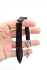 Usta İşi Balık Model Hareli Lacivert Sıkma Kehribar Tesbih