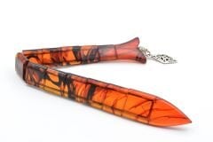 Usta İşi Balık Model Turuncu Siyah Sıkma Kehribar Tesbih 001