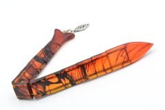 Usta İşi Balık Model Turuncu Siyah Sıkma Kehribar Tesbih 001