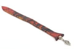 Usta İşi Balık Model Turuncu Siyah Sıkma Kehribar Tesbih 001