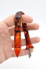 Usta İşi Balık Model Turuncu Siyah Sıkma Kehribar Tesbih 001