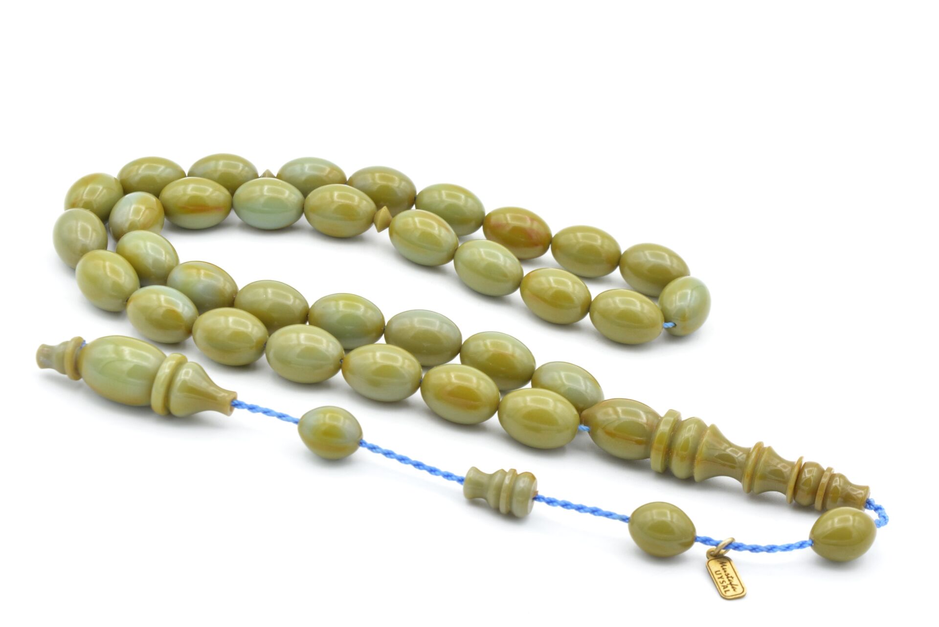 Mustafa Uysal İmzalı Beyzi Kesim Turkuaz Katalin Tesbih