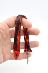 Usta İşi Balık Model Turuncu Siyah Sıkma Kehribar Tesbih 002