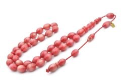 Mustafa Uysal İmzalı Beyzi Kesim Beyaz Pembe Katalin Tesbih