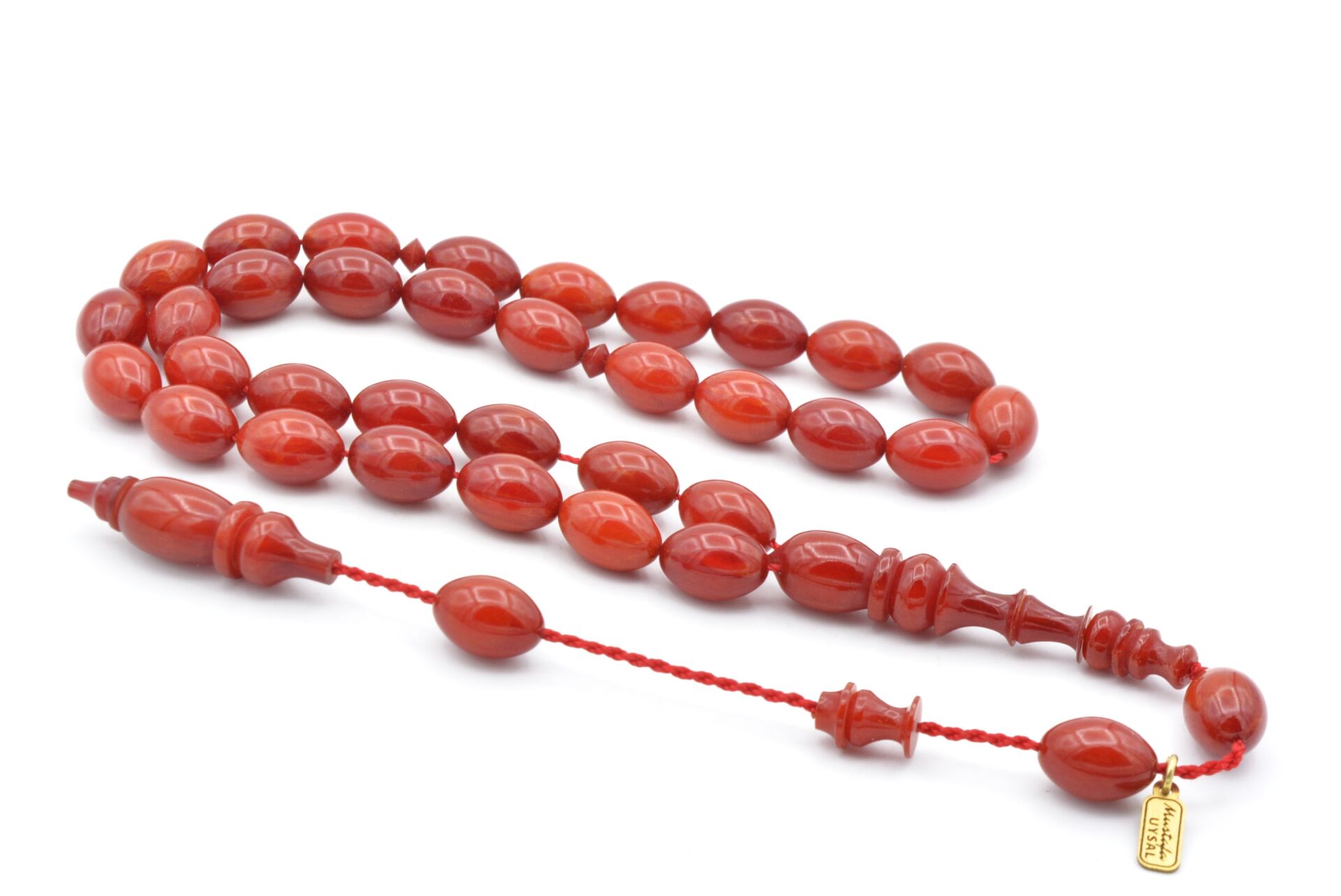 Mustafa Uysal İmzalı Beyzi Kesim Turuncu Katalin Tesbih