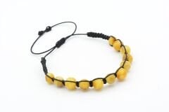 Makrome Model Sertifikalı Hakiki Sarı Damla Kehribar Bileklik