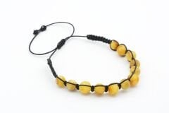 Makrome Model Sertifikalı Hakiki Sarı Damla Kehribar Bileklik