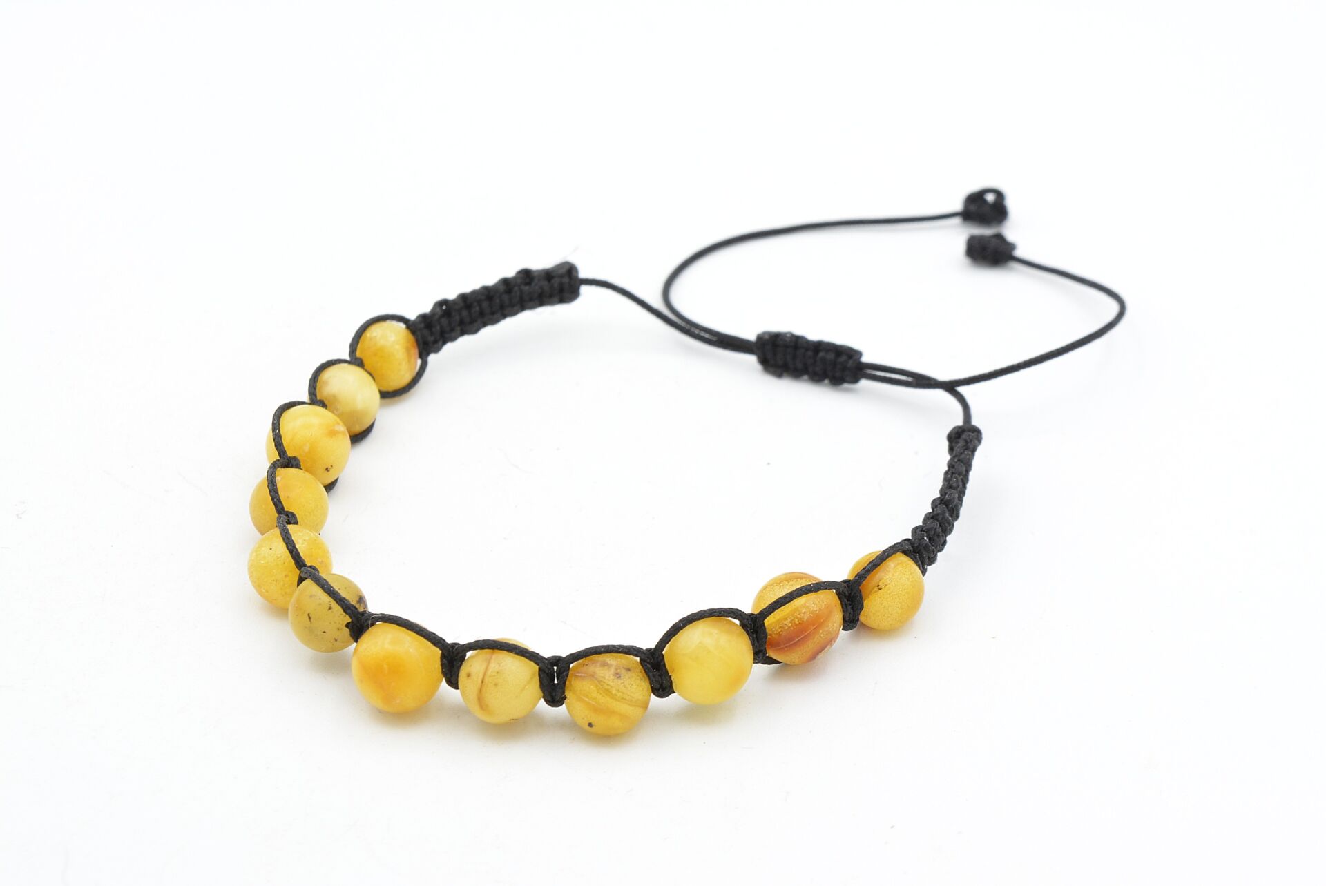 Makrome Model Sertifikalı Hakiki Sarı Damla Kehribar Bileklik