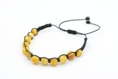 Makrome Model Sertifikalı Hakiki Sarı Damla Kehribar Bileklik