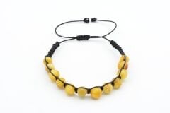 Makrome Model Sertifikalı Hakiki Sarı Damla Kehribar Bileklik