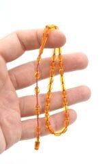 Hakkı Usta Yapımı Arpa Kesim Bilek Boy Şeffaf Sıkma Kehribar Tesbih