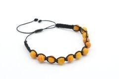 Makrome Model Sertifikalı Hakiki Turuncu Damla Kehribar Bileklik