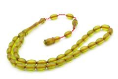 Hakkı Usta Yapımı Arpa Kesim Bilek Boy Yeşil Sıkma Kehribar Tesbih