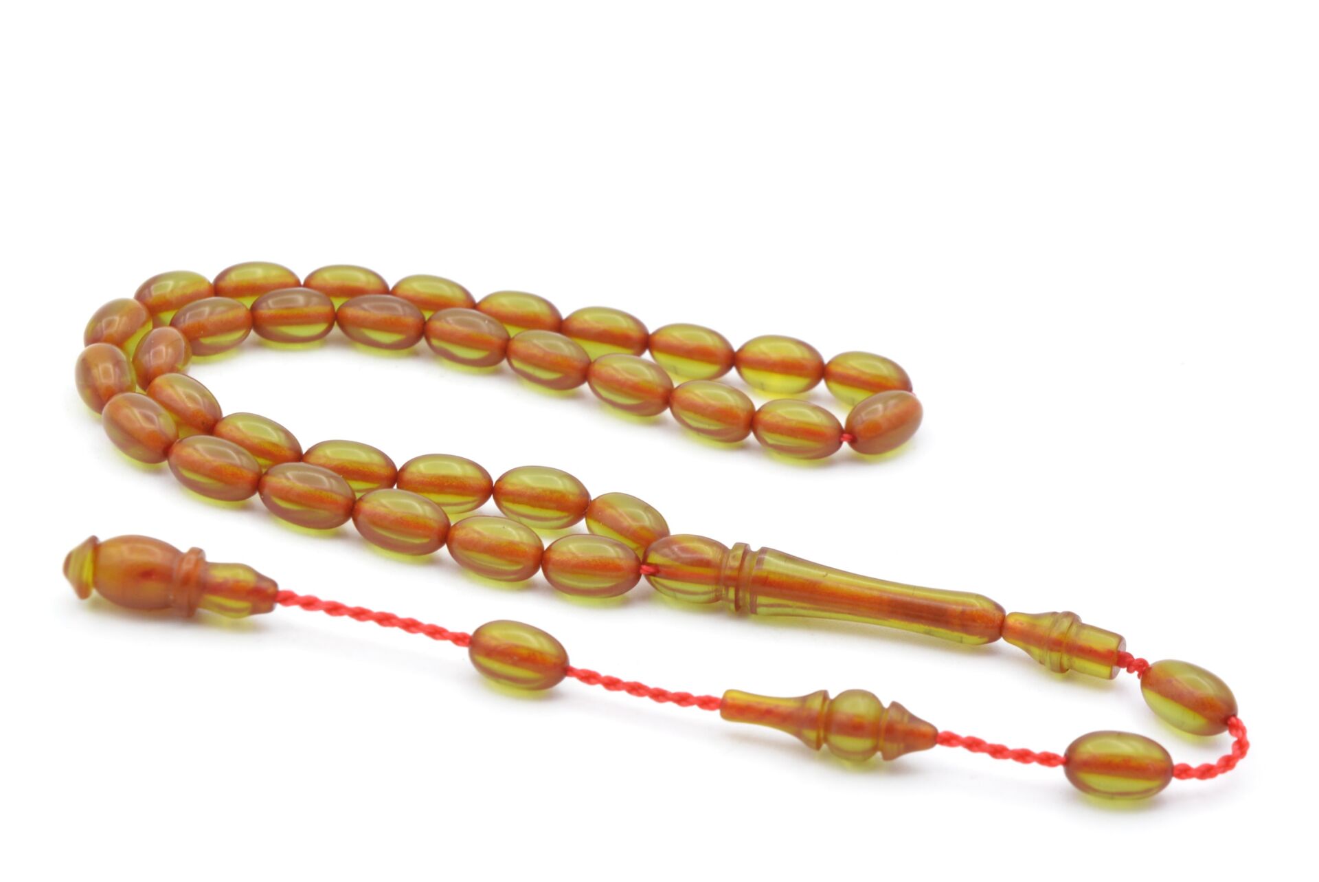 Hakkı Usta Yapımı Arpa Kesim Bilek Boy Mavi Sıkma Kehribar Tesbih