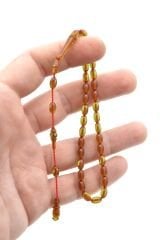 Hakkı Usta Yapımı Arpa Kesim Bilek Boy Mavi Sıkma Kehribar Tesbih